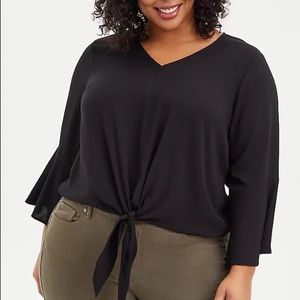 Torrid Textured Stretch Rayon Black Blouse